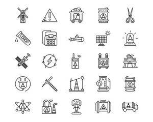Nuclear Energy Line Vector Icons