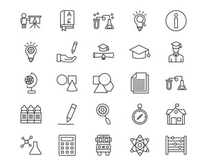 Back to School Line Vector Icons