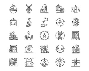 Sustainable Energy Line Vector Icons