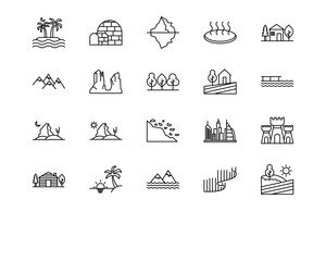 Landscapes Line Vector Icons