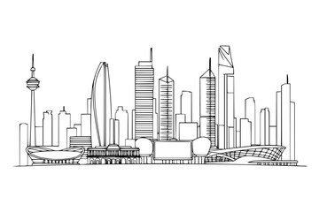 Fototapeta premium Gurugram City Skyline India Vector. Cyber City Skyline Silhouette.