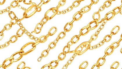 Gold chain pattern on white background