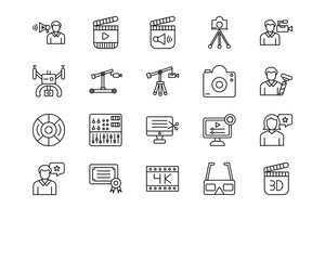 Video Production Line Vector Icons