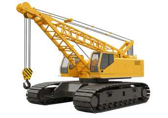 Isolated crawler crane lifting machinery, mobile crane vehicle with metal tracks transport