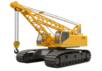Isolated crawler crane lifting machinery, mobile crane vehicle with metal tracks transport