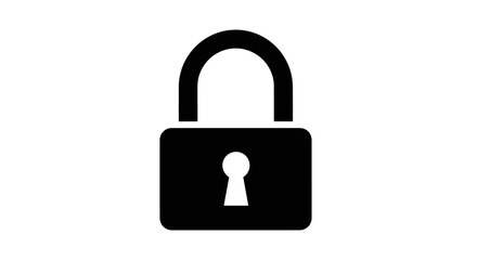 Simple Black Padlock Icon Representing Security and Protection.
