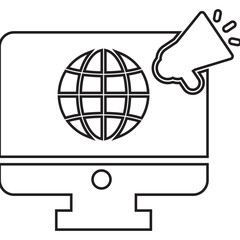Monitor icon with web, globe 