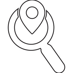 magnifying glass icon, location icon
