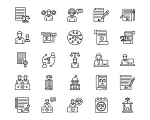 Law & Legislation Line Vector Icons