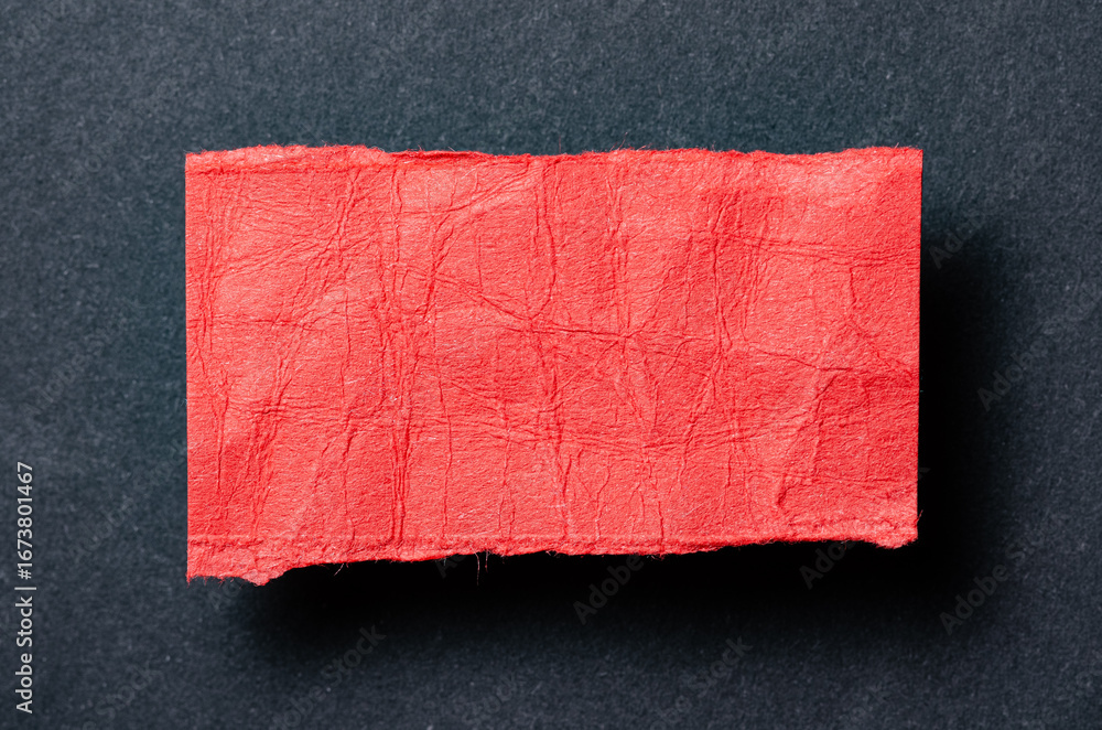 Aufkleber one single red torn ripped wrinkled crumpled blank paper note with shadow and copy space for text on
