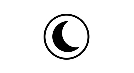 Simple Black Crescent Moon Icon Within a Circle.