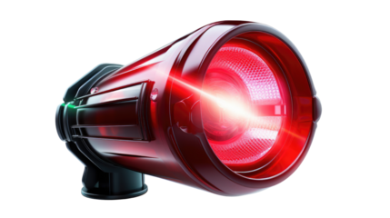 Police car with flashing siren light isolated on white background
