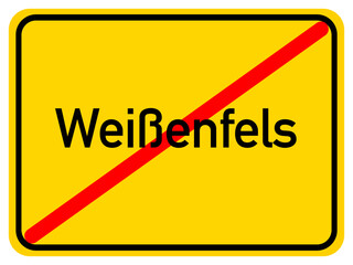 Illustration of a city exit sign for the city of Weißenfels