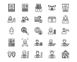 Modelling Agency Line Vector Icons