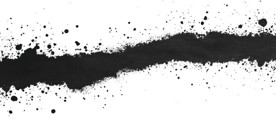 Abstract black and white paint splatter with torn paper effect