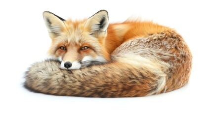 Resting red fox isolated
