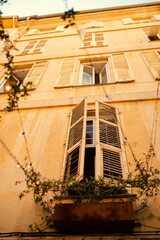 Sunny colorful historical houses in Old Town of Nice, French Riviera, Cote d'Azur, France