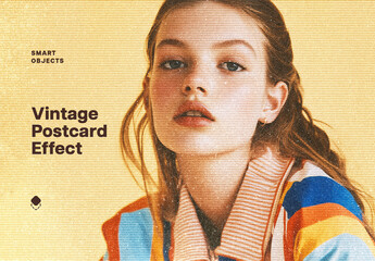 Vintage Postcard Halftone Effect Mockup