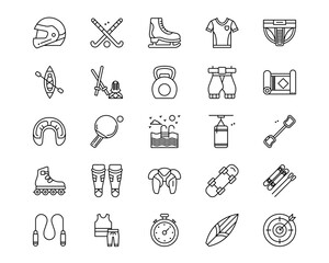 Sport Equipment Line Vector Icons