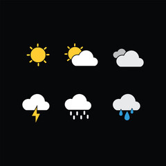 Fototapeta premium Weather Forecast Icons Set Vector Illustration
