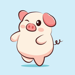 cute cartoon character pig is run for your logo, elements and clipart 