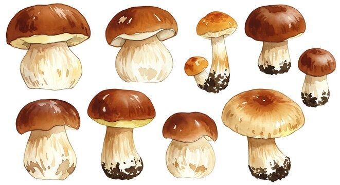 Watercolor Wonders: A Bolete Family Portrait