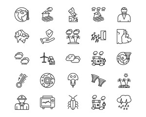 Natural Disaster Line Vector Icons