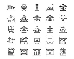 Amusement Park Vector Icons