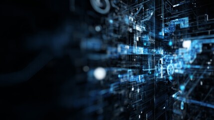 Fototapeta premium Abstract futuristic blue digital technology network design.