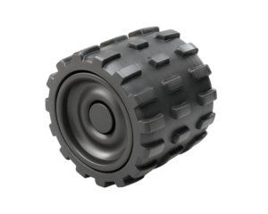 Gray wheel with textured tread