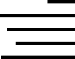 Fototapeta premium Align line icon for text formatting and paragraph layout. Black solid vector symbol showing ragged left alignment, typography tool, writing editor button, UI UX design element, document and content fo