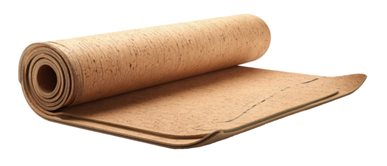 Rolled cork yoga mat