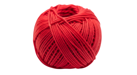 Red ball of wool yarn isolated on white background for knitting and craft
