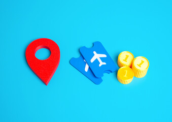 Destination and tickets to fly there. Select a destination for your vacation, travel planning,...