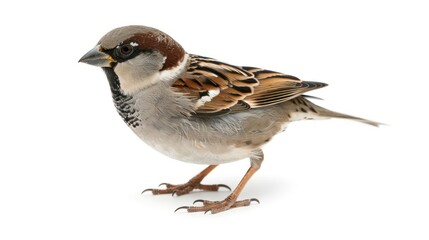 Sparrow profile against white background