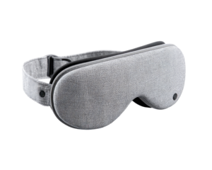 Gray eye mask with adjustable headband.  Soft, padded design for comfortable sleep