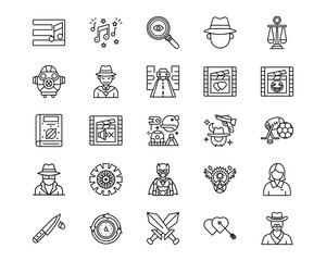 Movie Genres Line Vector Icons