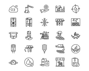 Water Treatment Line Vector Icons