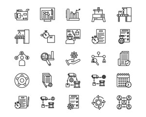 Operations Management Line Vector Icons