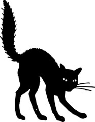 Fototapeta premium Funny cat icon.Collection of silhouette of funny cats in different poses. Vector illustration isolated on white background. Drawing with children.Halloween damn kittens.Cat is misbehaving and playing