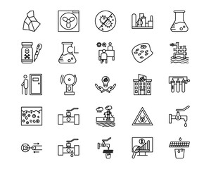 Fototapeta premium Water Treatment Line Vector Icons
