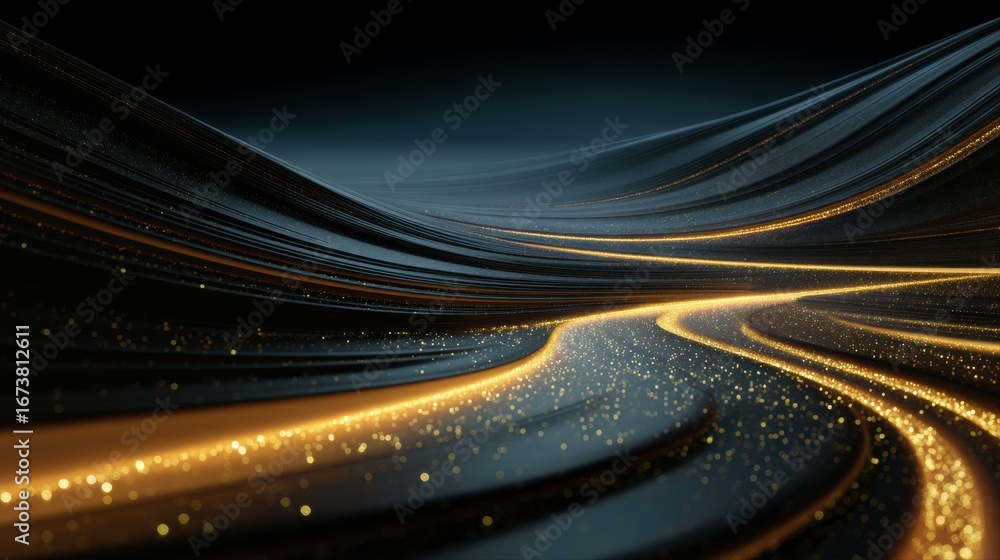 Poster ethereal trail of light: abstract image of a flowing path of light, evocative of forward momentum, d