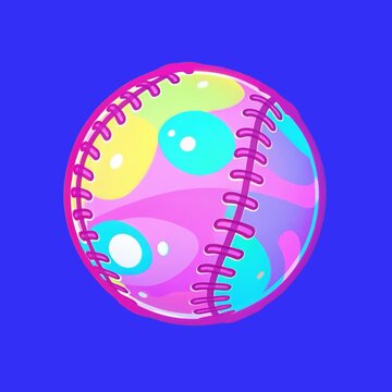 Colorful abstract baseball illustration animation isolated asset, transparent 4K video, alpha channel, ProRes 4444