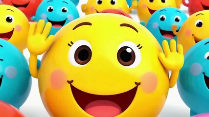 Animated happy face emojis expressing joy and positivity