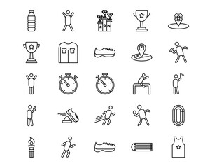 Track and Field Line Vector Icons