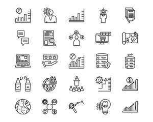 Market Research Line Vector Icons