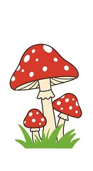 Charming Toadstool Trio: A Hand-Drawn Delight