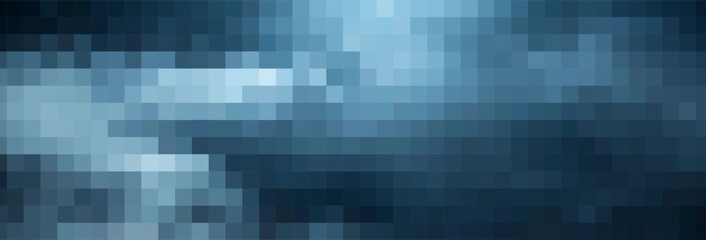 A mesmerizing mosaic of indigo and cerulean hues creates a striking pixelated texture with varying depths, evoking a sense of calm and captivating digital artistry