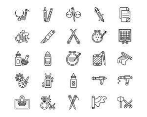 Naklejka premium Crafting Vector Line Icons