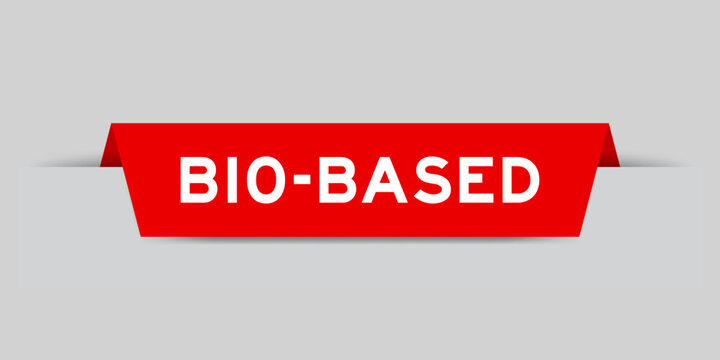 Red color inserted label with word bio based on gray background